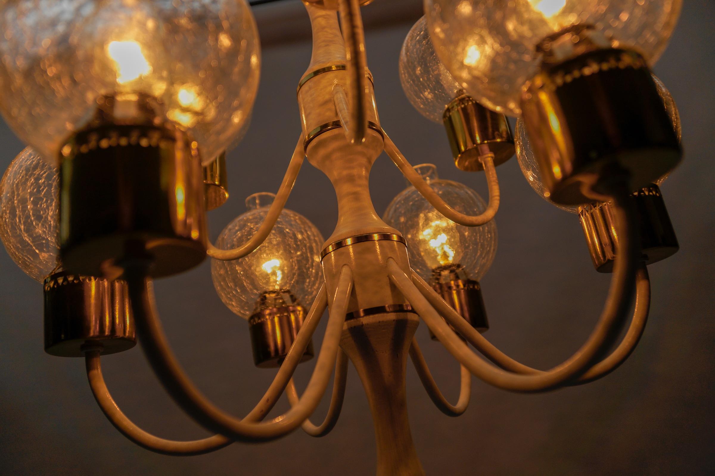 Lampada a sospensione o lampadario a nove bracci in tulipano di Kaiser Mid-Century Modern 1960 in vendita 2