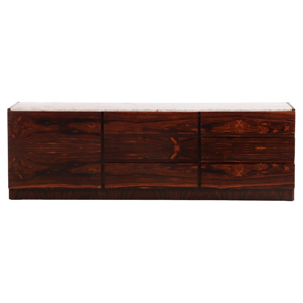 Mid-Century Modern Nine-Drawer Marble-Top Dresser, C. 1955.
