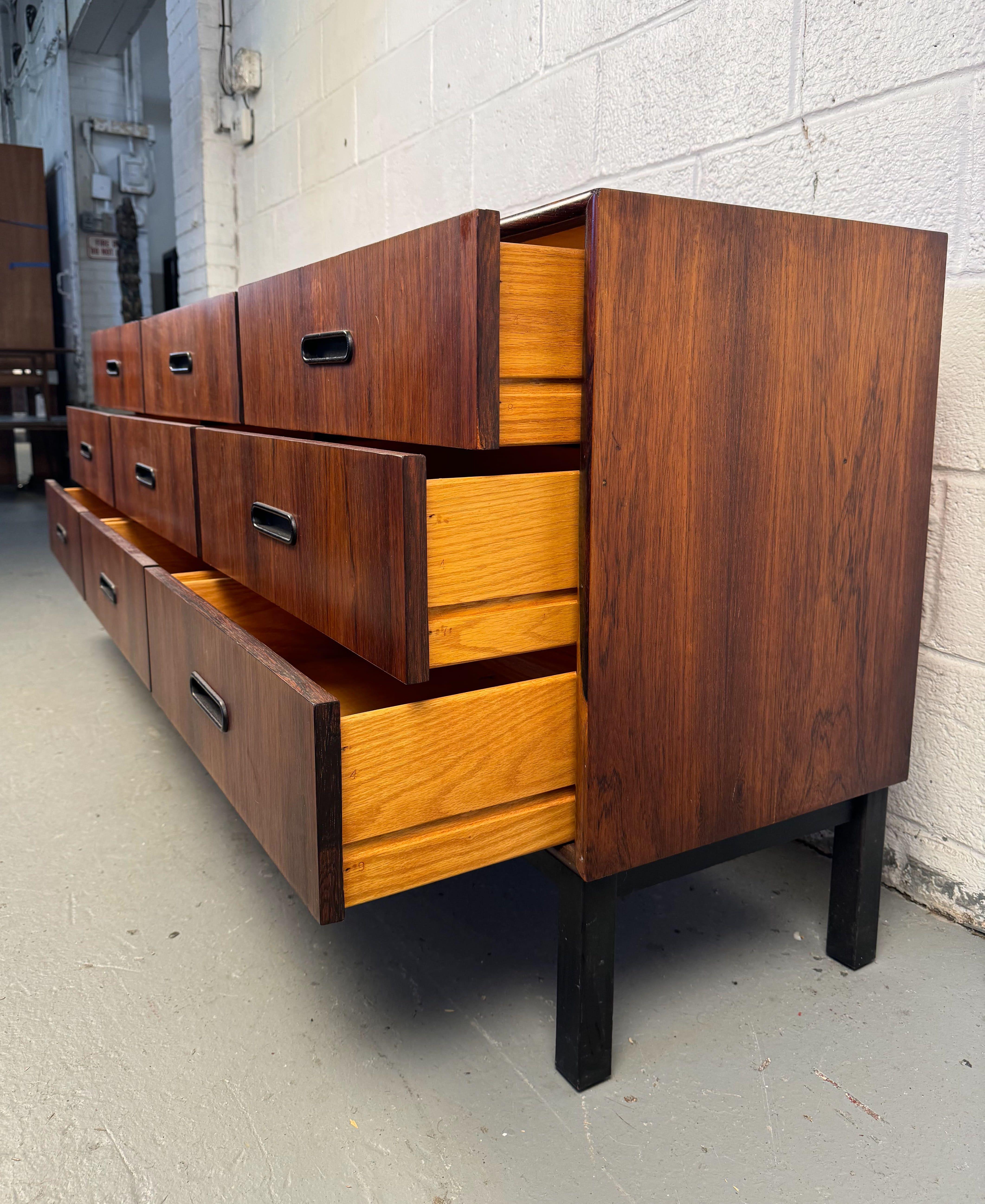 Mid-Century Modern Nine Drawer Rosewood Dresser 5