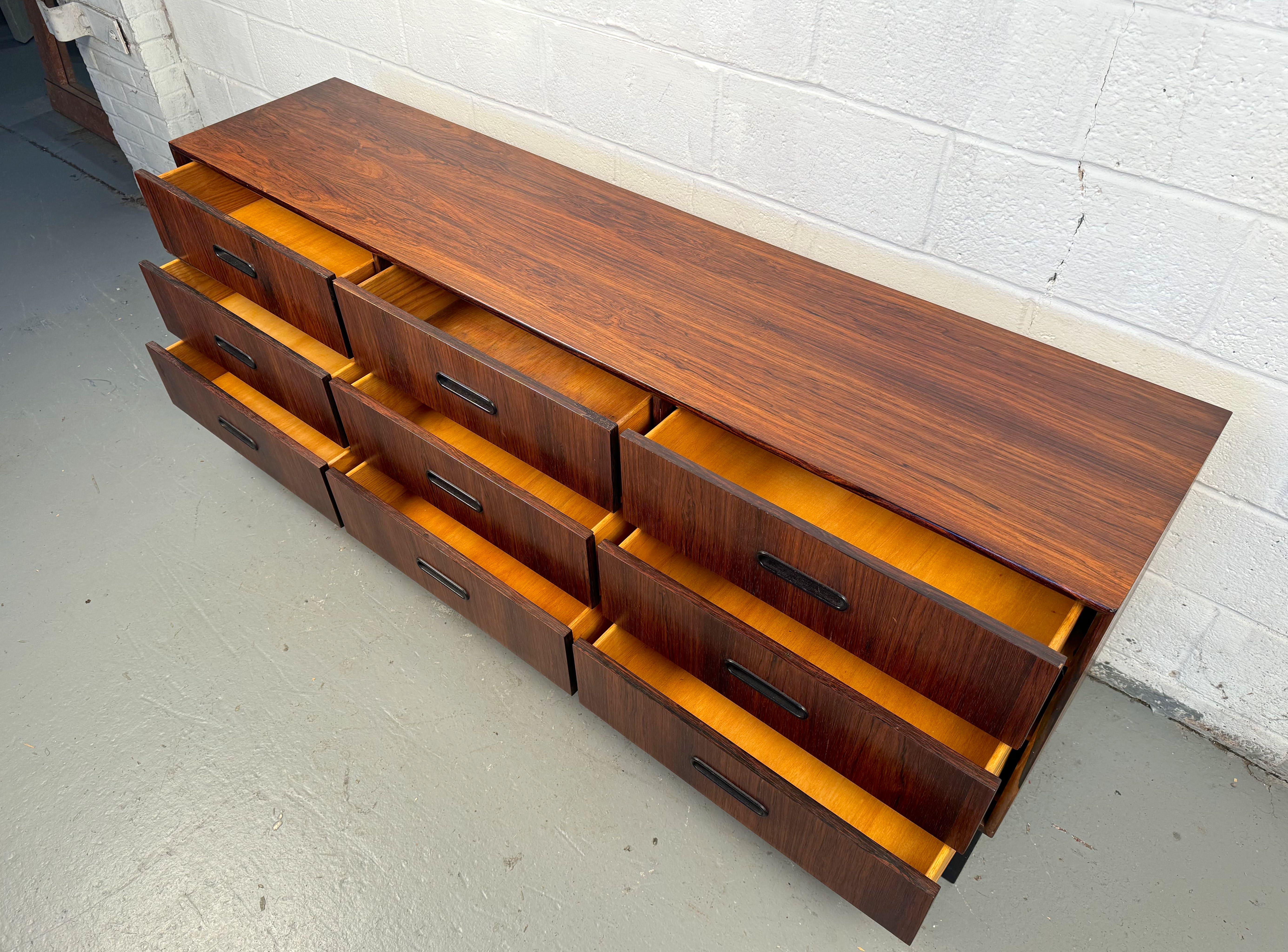 Mid-Century Modern Nine Drawer Rosewood Dresser 6