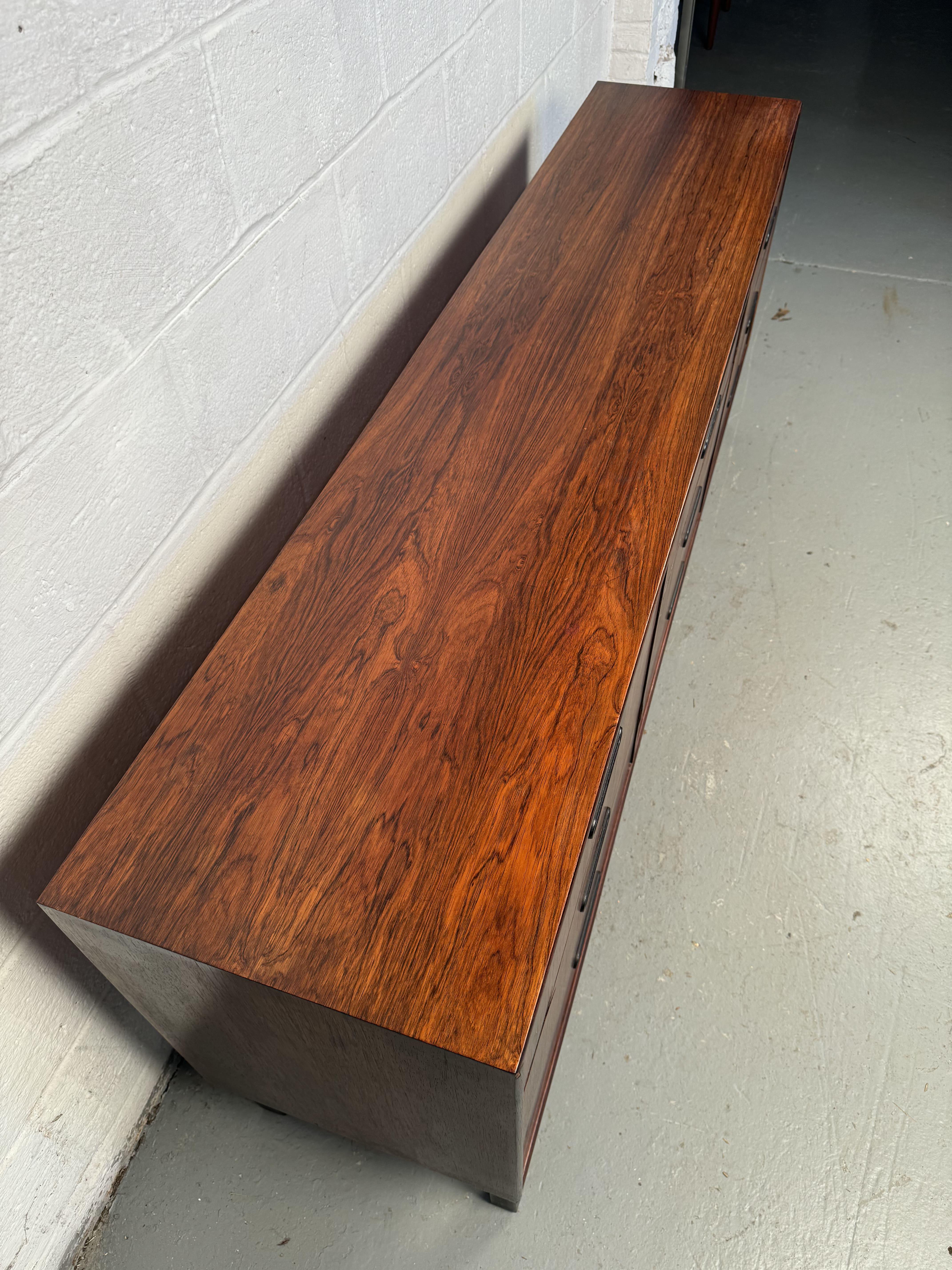 Mid-Century Modern Nine Drawer Rosewood Dresser 1