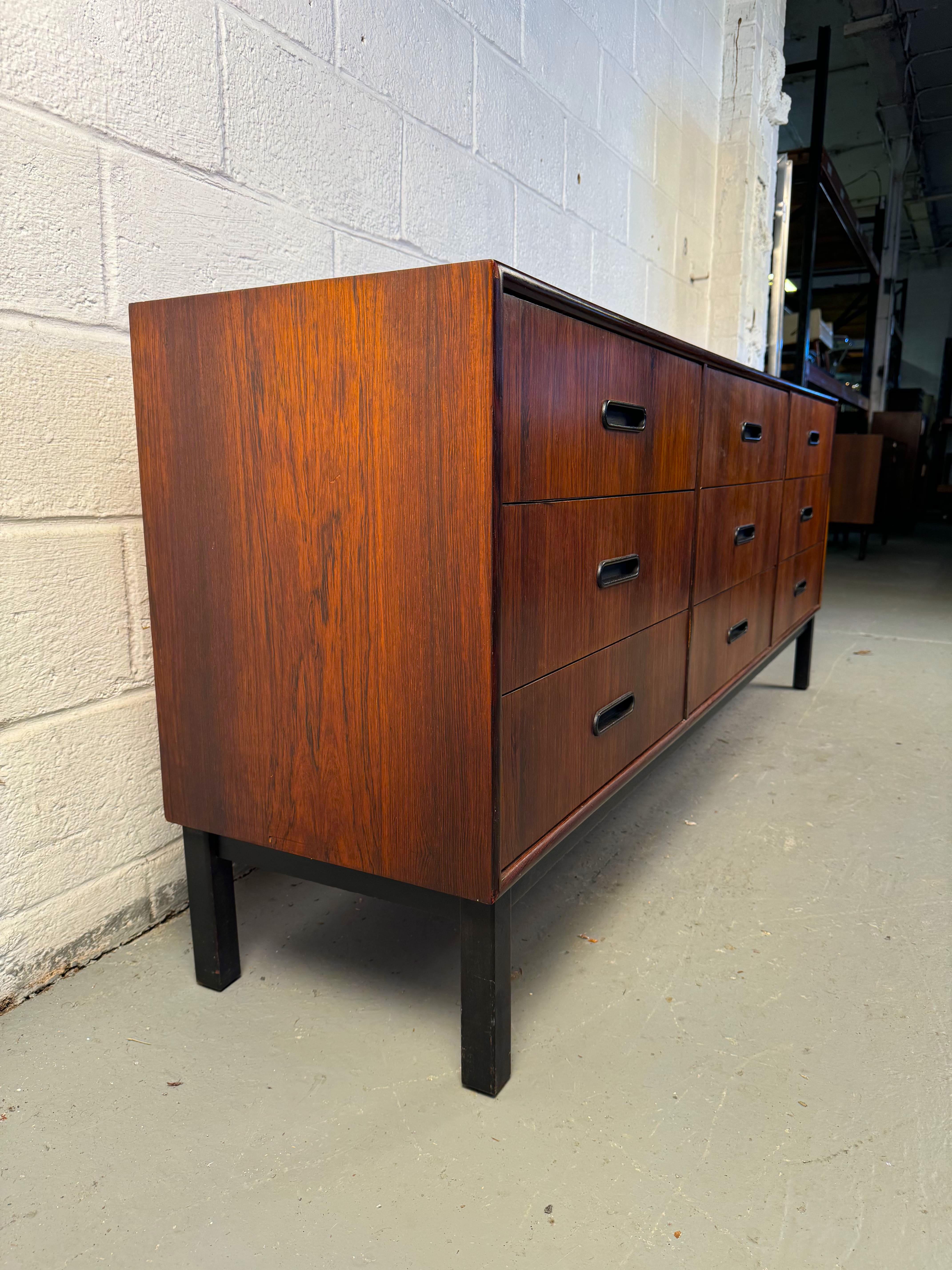 Mid-Century Modern Nine Drawer Rosewood Dresser 3