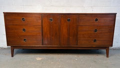 Mid-Century Modern Nine Drawer Walnut Dresser