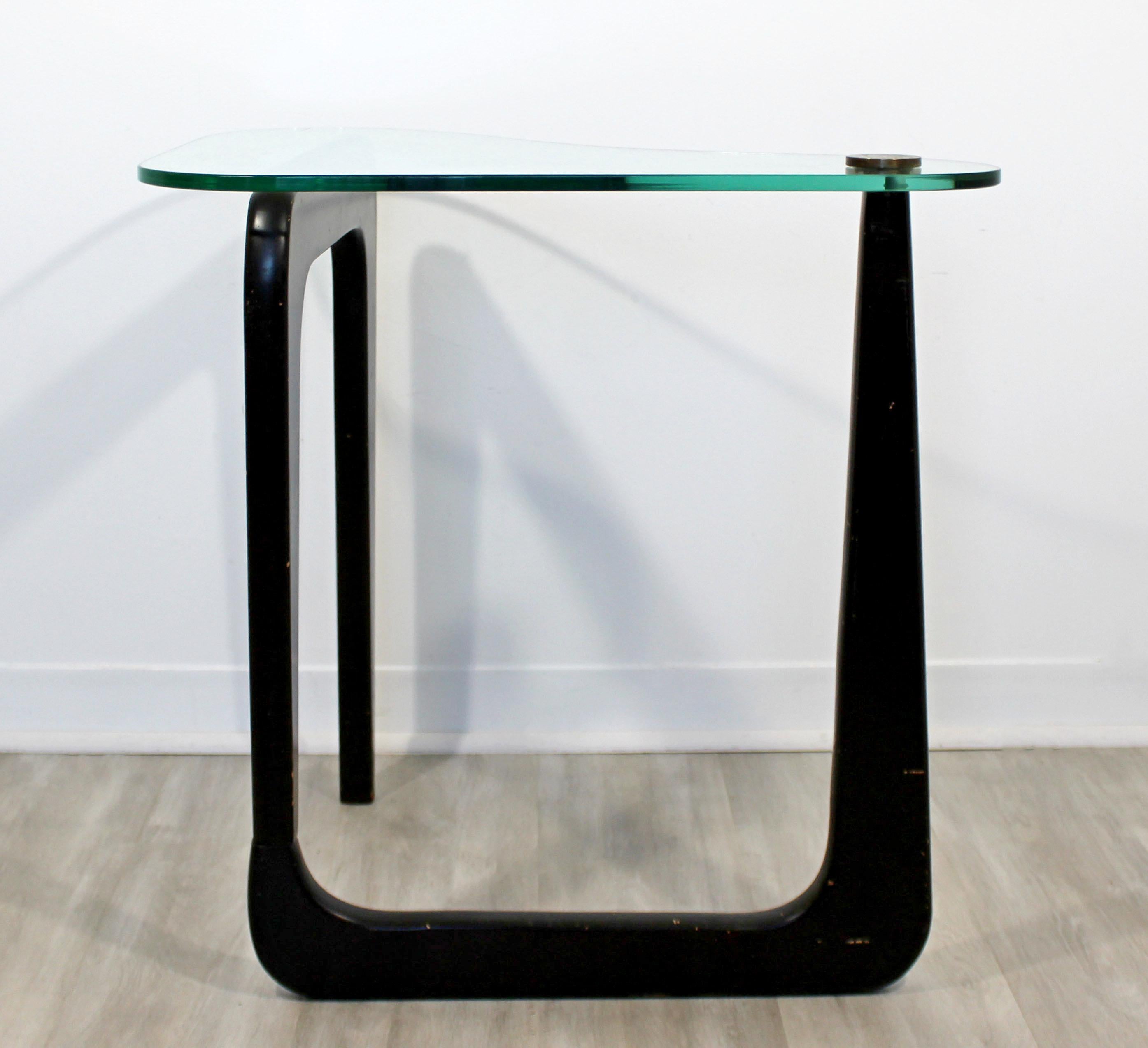 Mid-20th Century Mid-Century Modern Noguchi Style Boomerang Glass Black Side End Table, 1960s