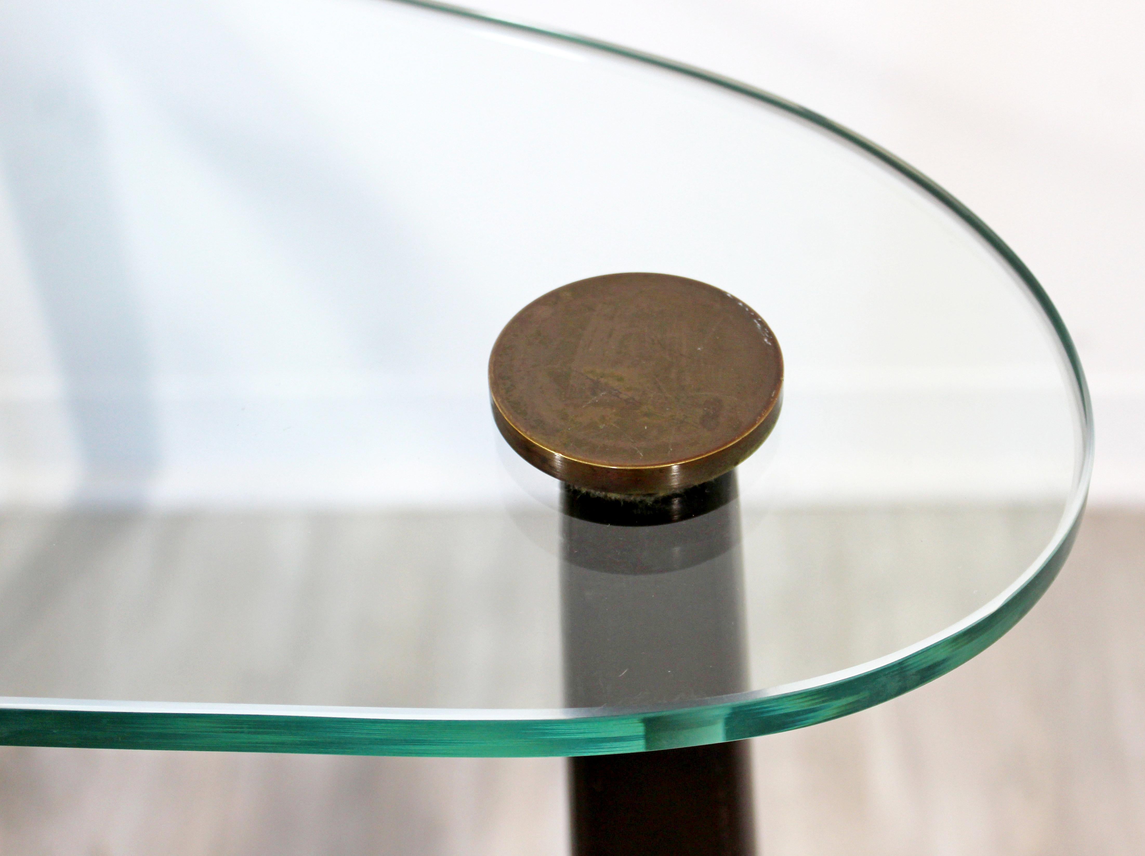 Mid-Century Modern Noguchi Style Boomerang Glass Black Side End Table, 1960s 2