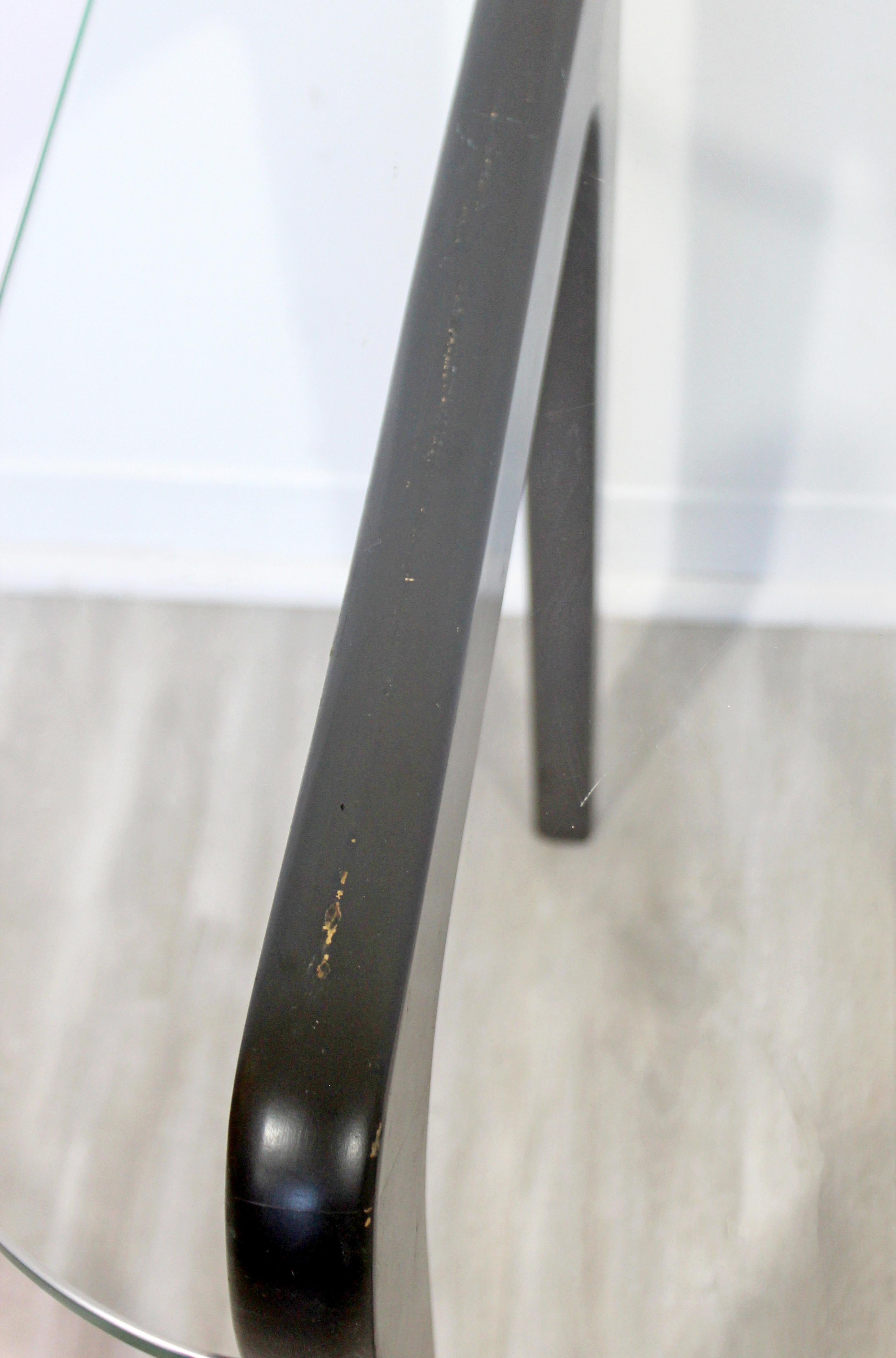 Mid-Century Modern Noguchi Style Boomerang Glass Black Side End Table, 1960s 4