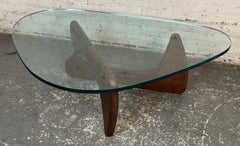 Mid-Century Modern Noguchi Style Glass Top Coffee Table