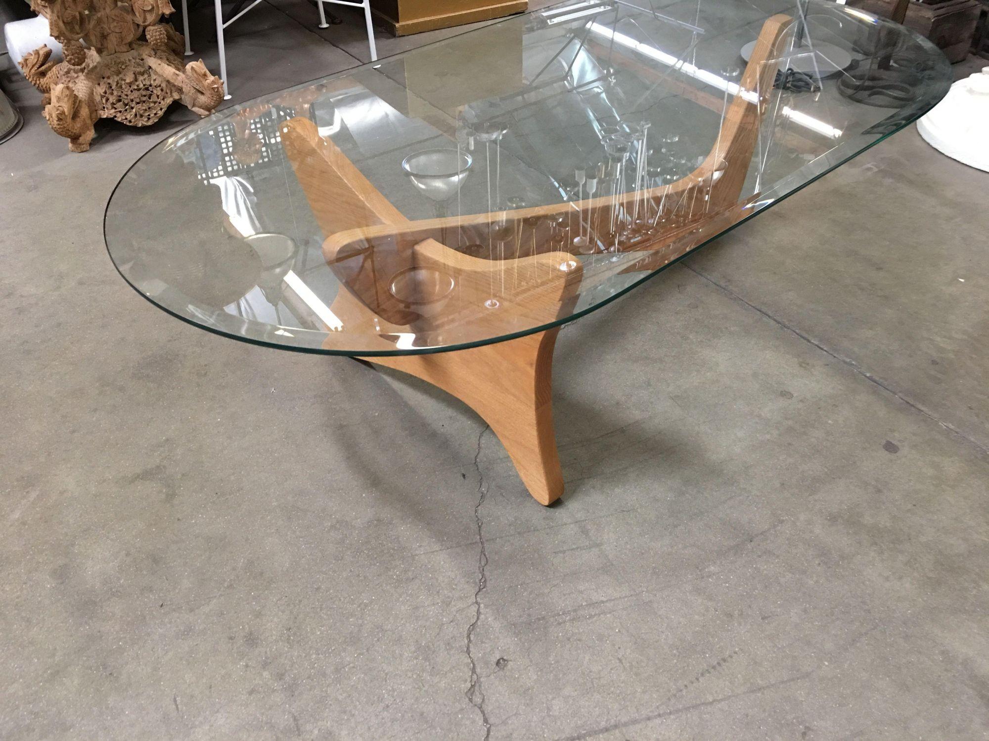 American Mid-Century Modern Noguchi Style Oval Glass Coffee Table