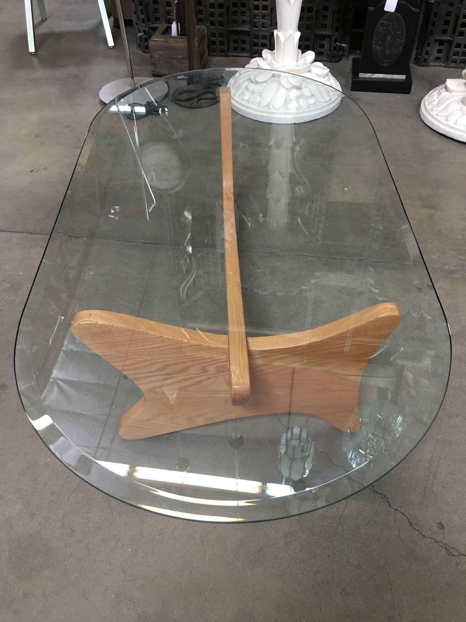 Mid-20th Century Mid-Century Modern Noguchi Style Oval Glass Coffee Table