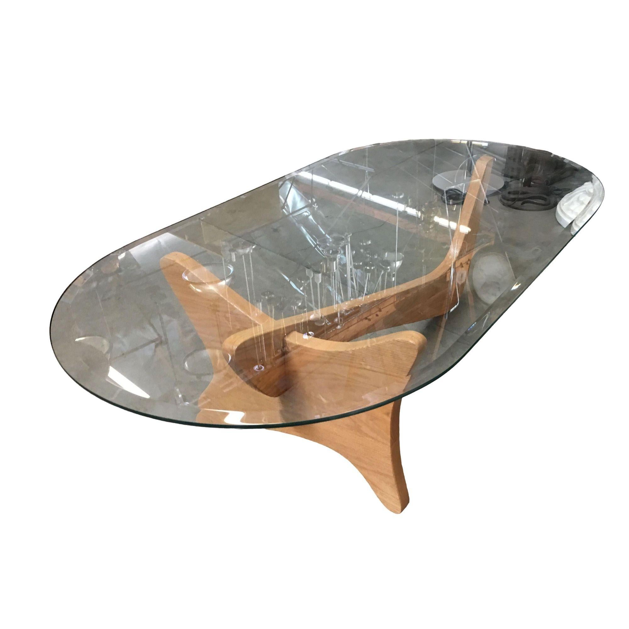 Mid-20th Century Mid-Century Modern Noguchi Style Oval Glass Coffee Table For Sale