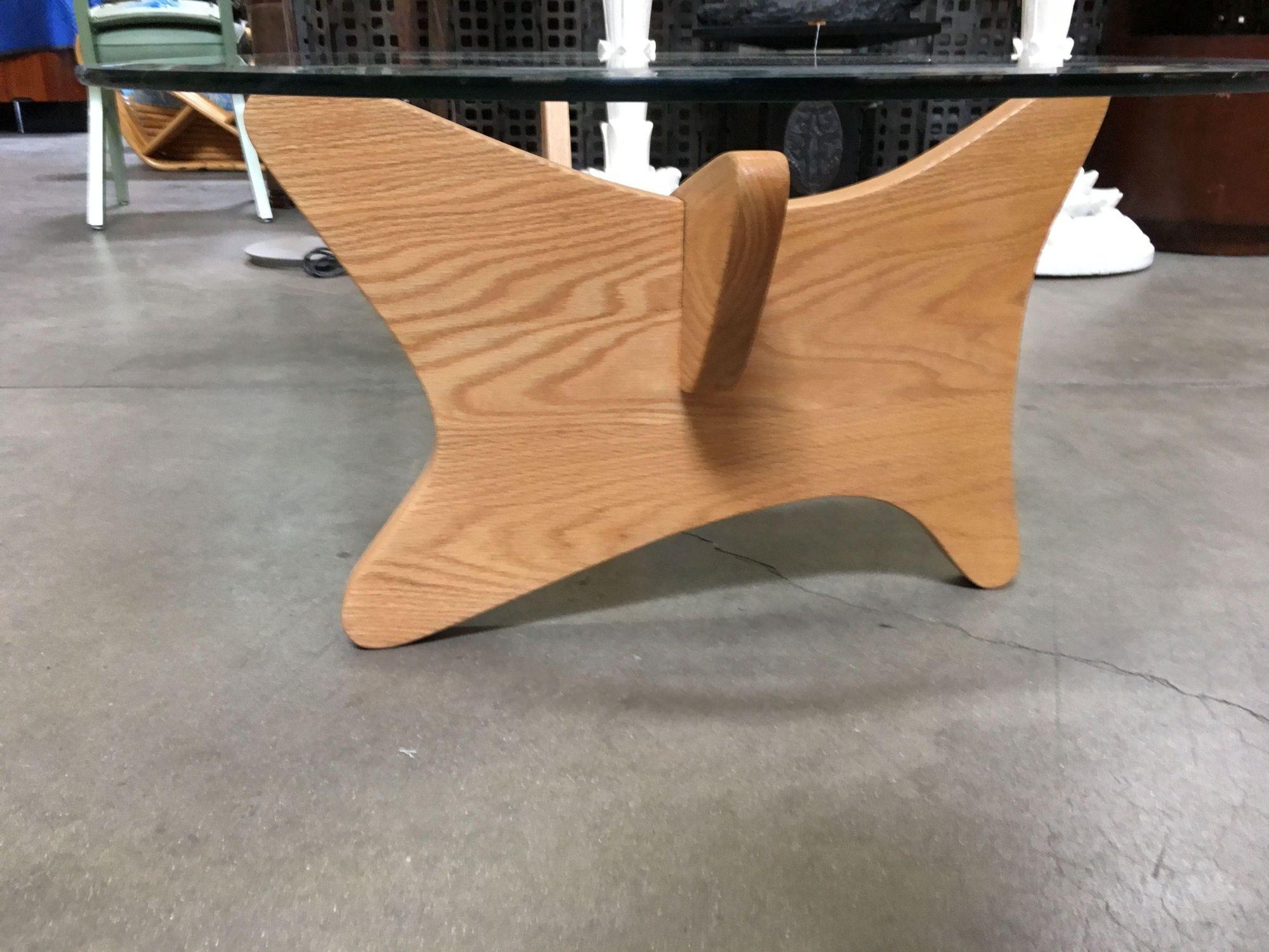Mid-Century Modern Noguchi Style Oval Glass Coffee Table 3
