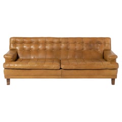 Mid-Century Modern Norell Sofa with Original Buffalo Cognac Leather