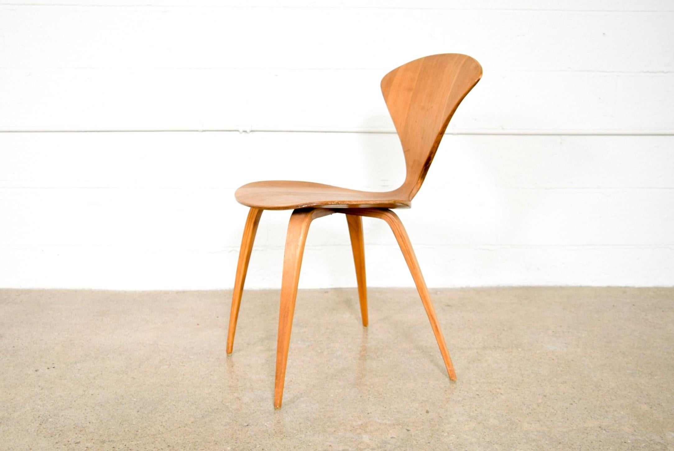 Molded Mid-Century Modern Norman Cherner for Plycraft Wood Side Chair, 1960s For Sale
