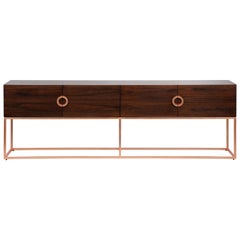 Mid-Century Modern Norse TV Stand in Walnut, Copper Leaf, by Railis Design