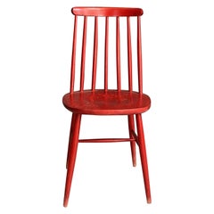 Used Mid-Century Modern Northern Europe Red Wooden Chair, 1960s