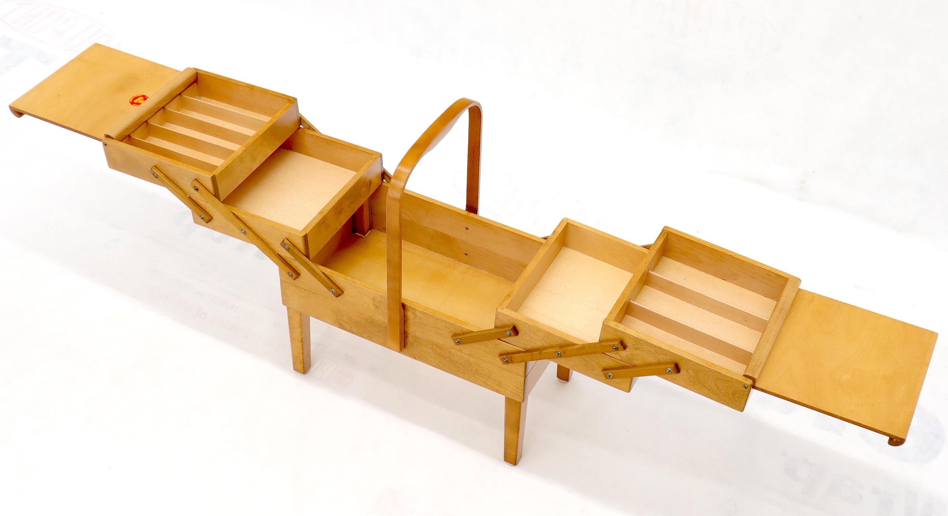 Mid-Century Modern Norwegian Birch Sewing Caddy Stand 8