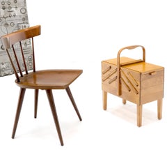 Mid-Century Modern Norwegian Birch Sewing Caddy Stand