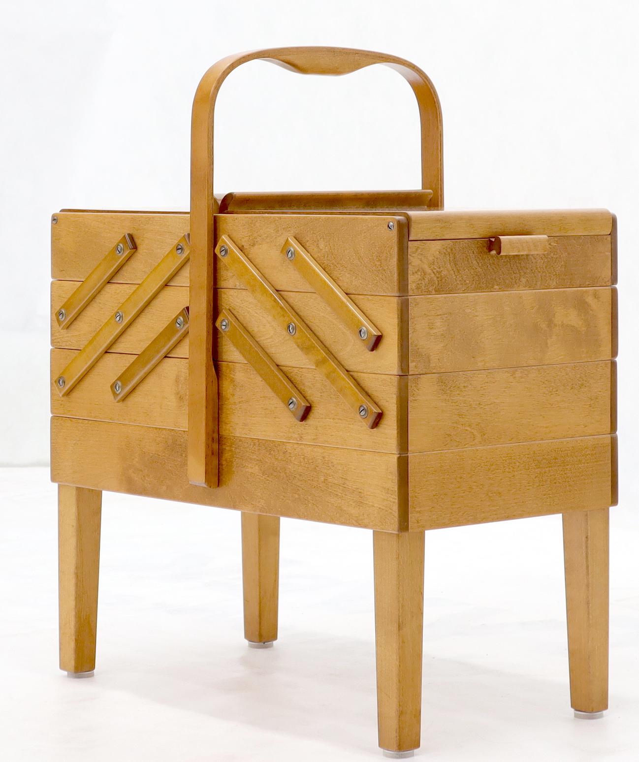 Lacquered Mid-Century Modern Norwegian Birch Sewing Caddy Stand