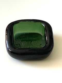 Süßspeisen-Schale in Form eines Wikingerschiffs aus grünem Glas im Mid-Century-Modern-Stil, norwegische Herstellung, von Richard Dubor