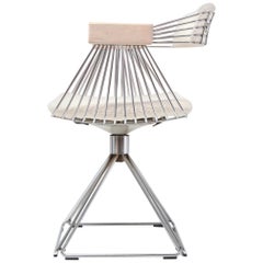 Mid-Century Modern Novalux Swivel Chair with off White Wool Seating