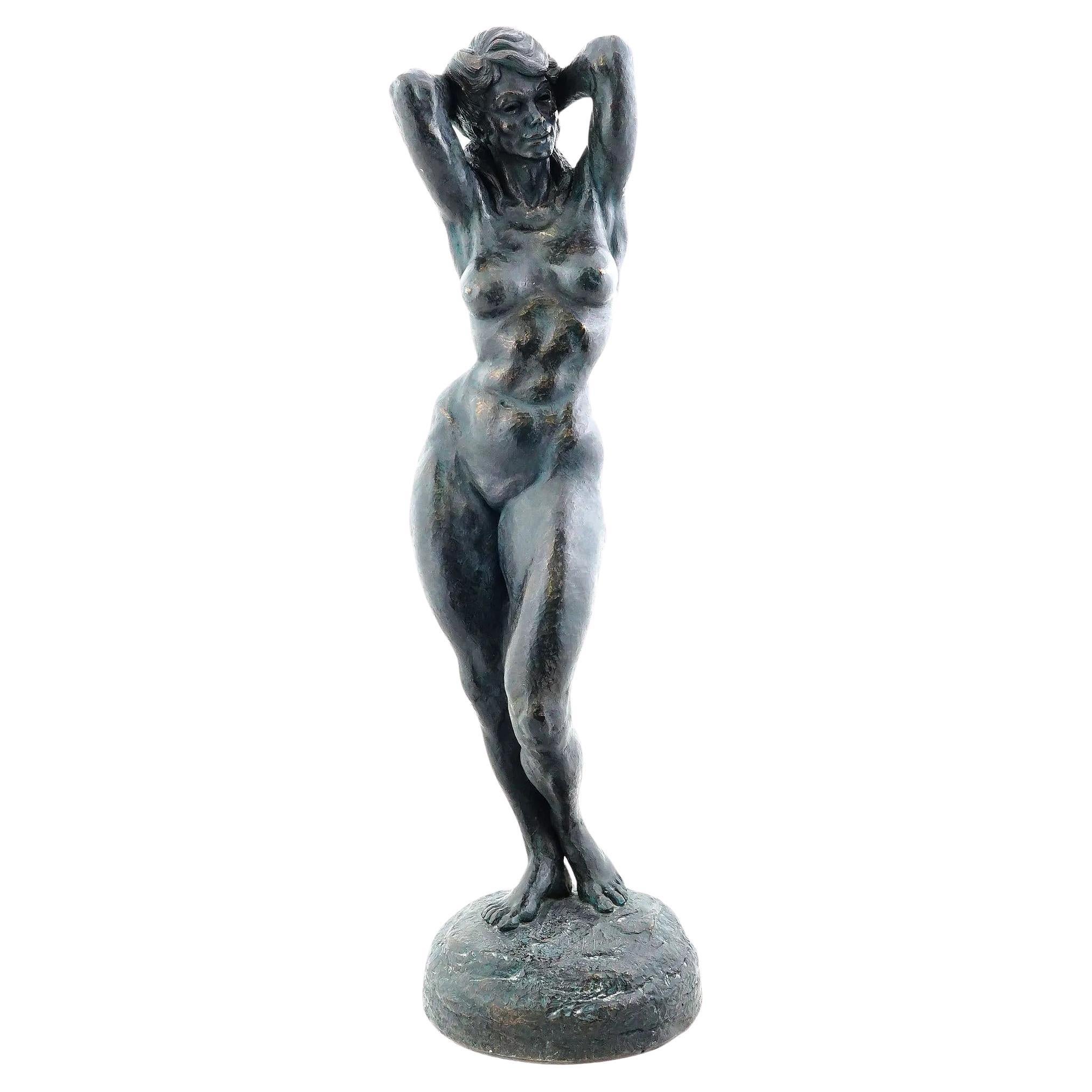 Mid-Century Modern Nude Female Statue by Thomas Holland Dated 1967