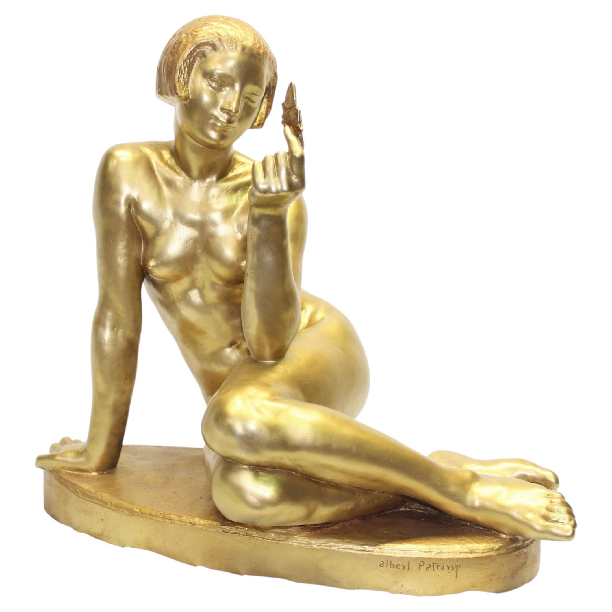 Mid Century /Modern Nude Girl , w/butterfly , signed twice For Sale