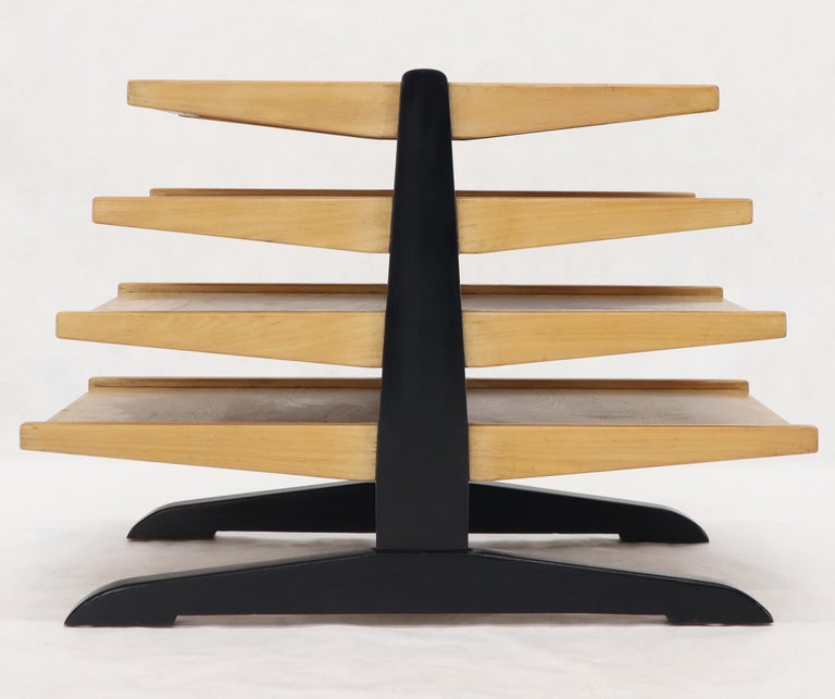 Mid-Century Modern Oak 4-Tier Magazine Rack Stand Shelf Storage at ...