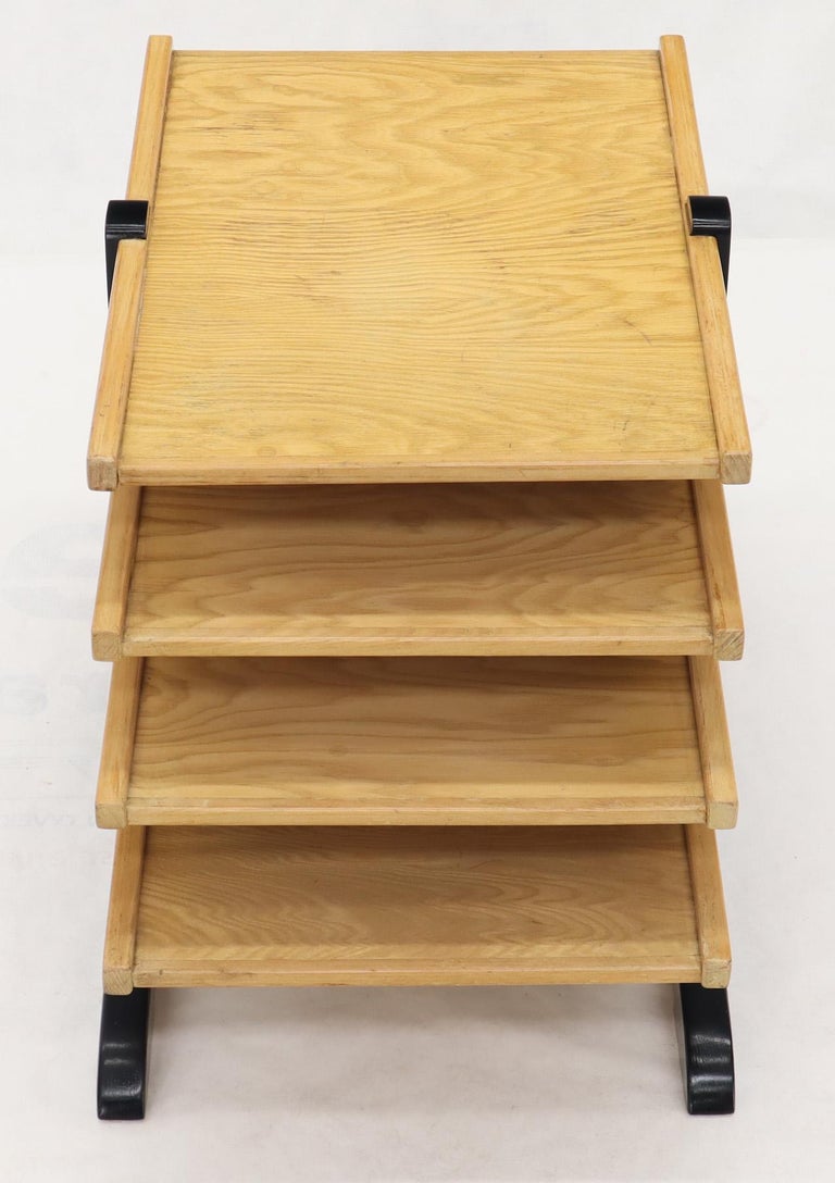 Mid-Century Modern Oak 4-Tier Magazine Rack Stand Shelf Storage at ...