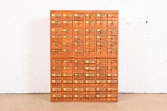 Mid-Century Modern Oak 72-Drawer Library Card Catalog Cabinet, Circa 1950s