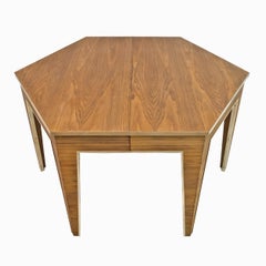 Mid-Century Modern Oak and Brass Extendable Dining Table, Italy, 1970s