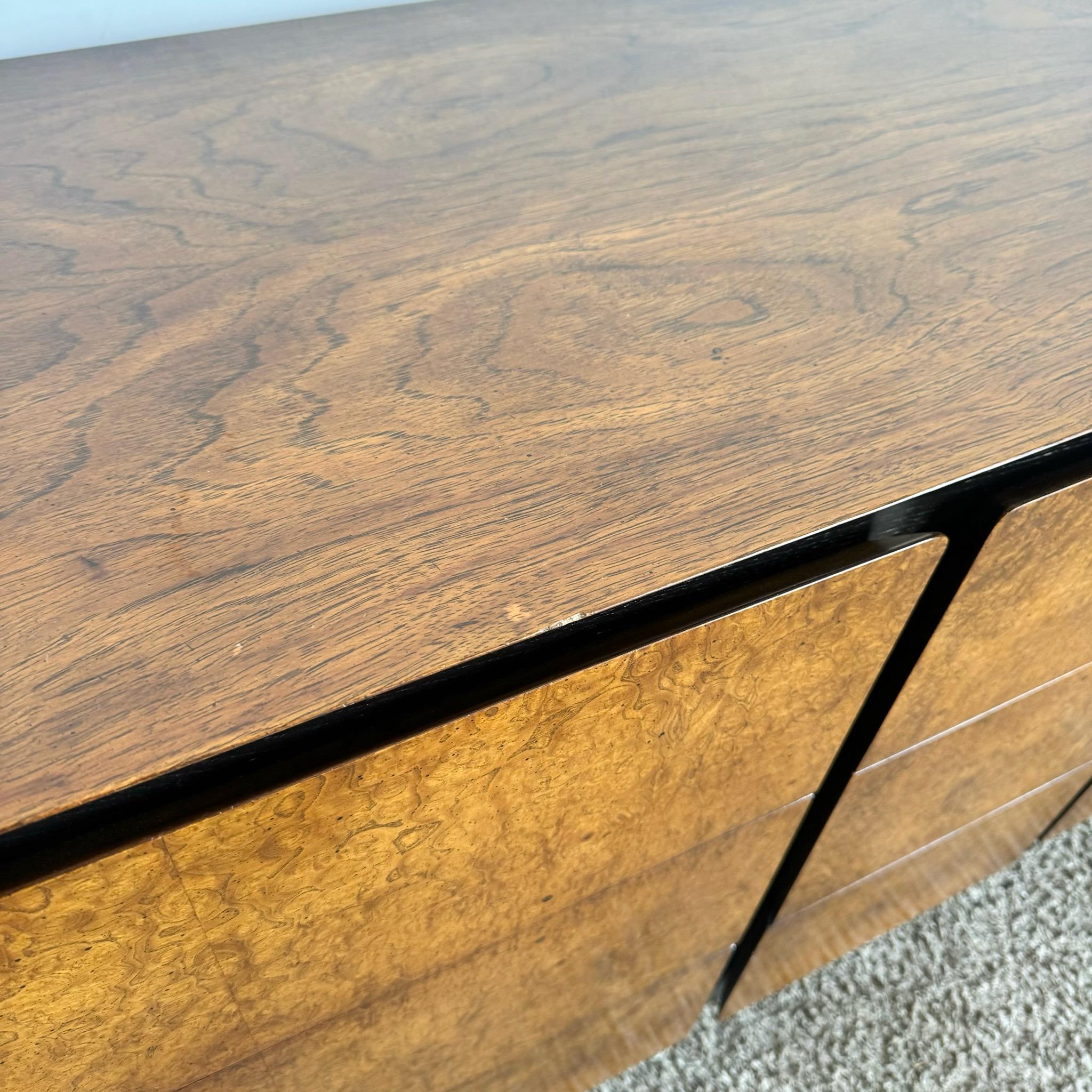 American Mid Century Modern Oak and Burl Wood Dresser by Lane Furniture