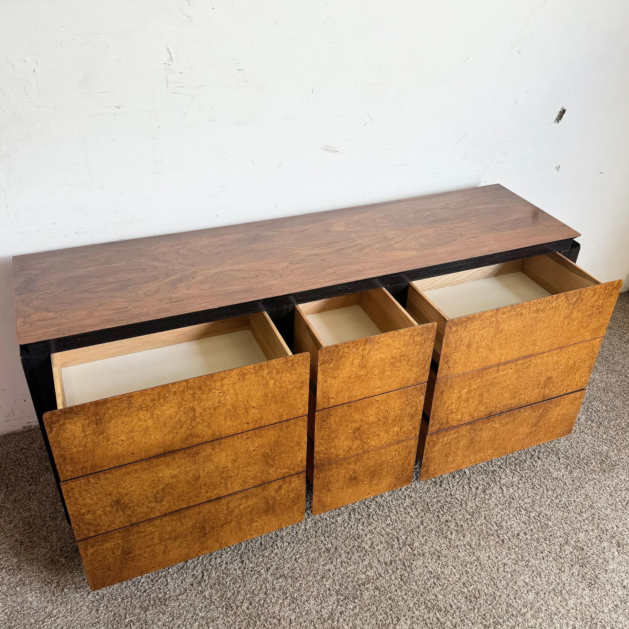 Mid Century Modern Oak and Burl Wood Dresser by Lane Furniture 2