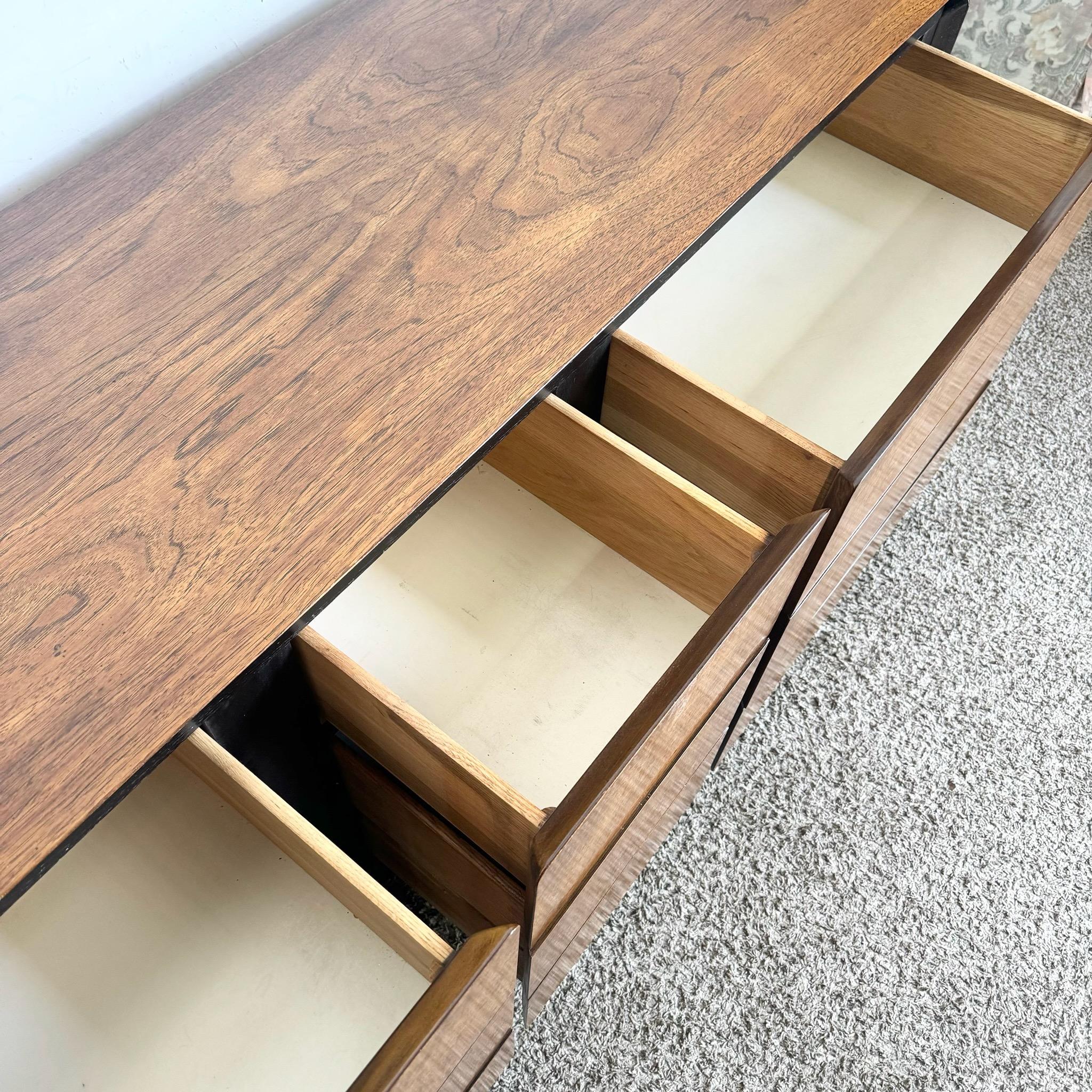 Mid Century Modern Oak and Burl Wood Dresser by Lane Furniture 3