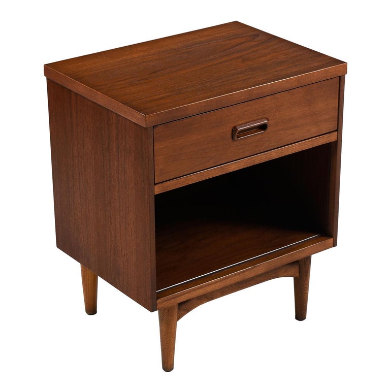 MidCentury Modern Oak and Walnut Nightstand Bedside Tables by Kroehler
