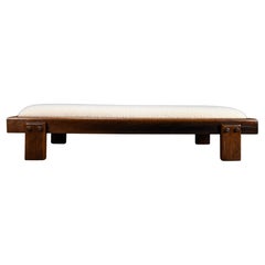 Mid-century Modern Oak and Wool Low Bench
