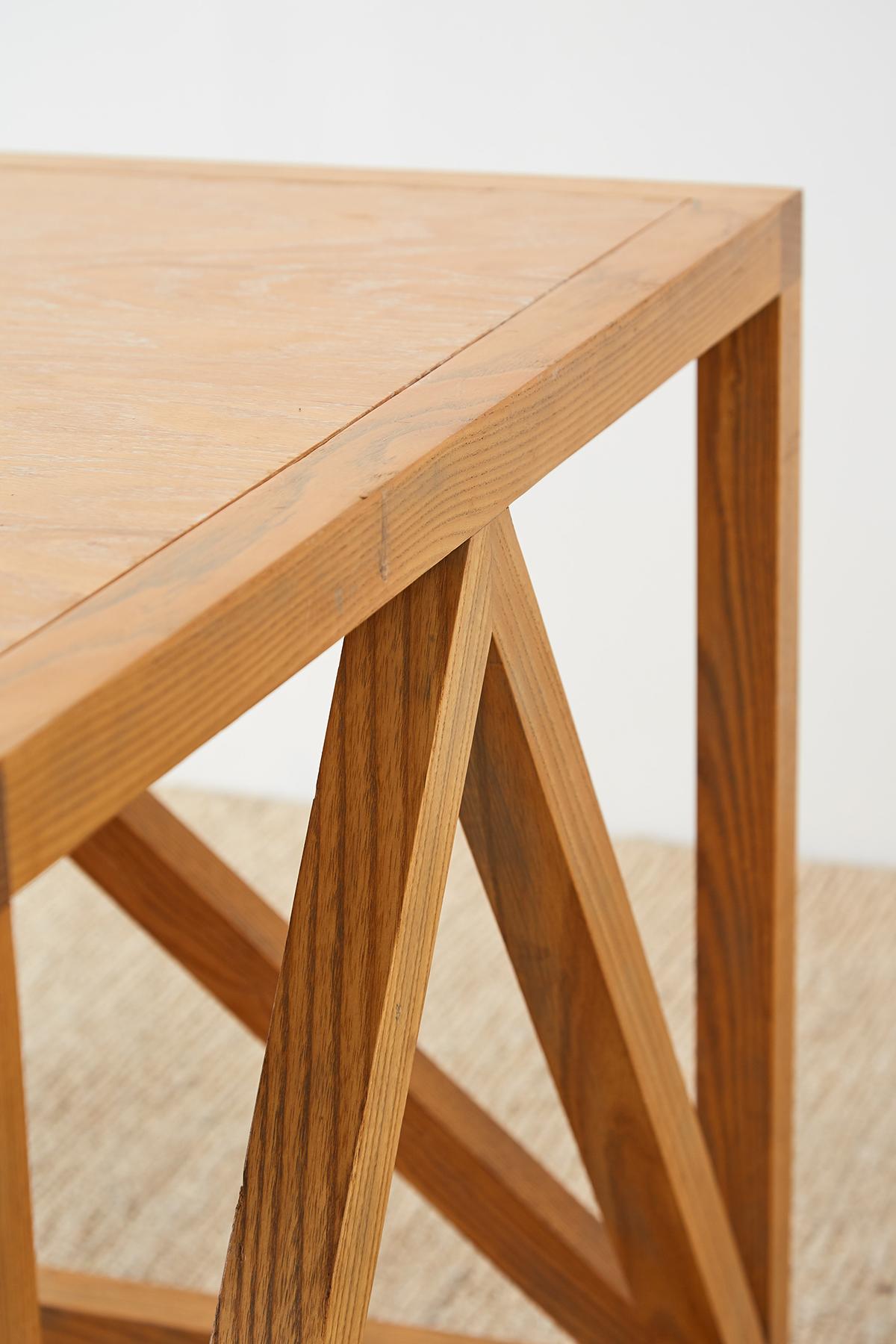 Mid-Century Modern Oak Architectural Writing Table Desk 4