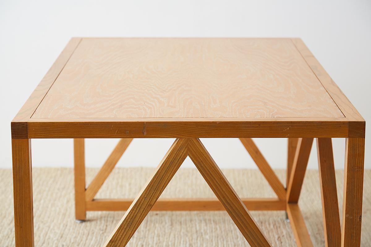 Mid-Century Modern Oak Architectural Writing Table Desk 8