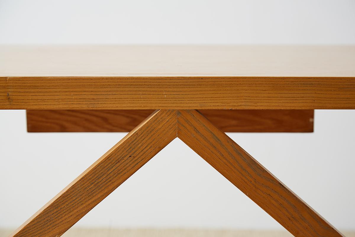 Mid-Century Modern Oak Architectural Writing Table Desk 13