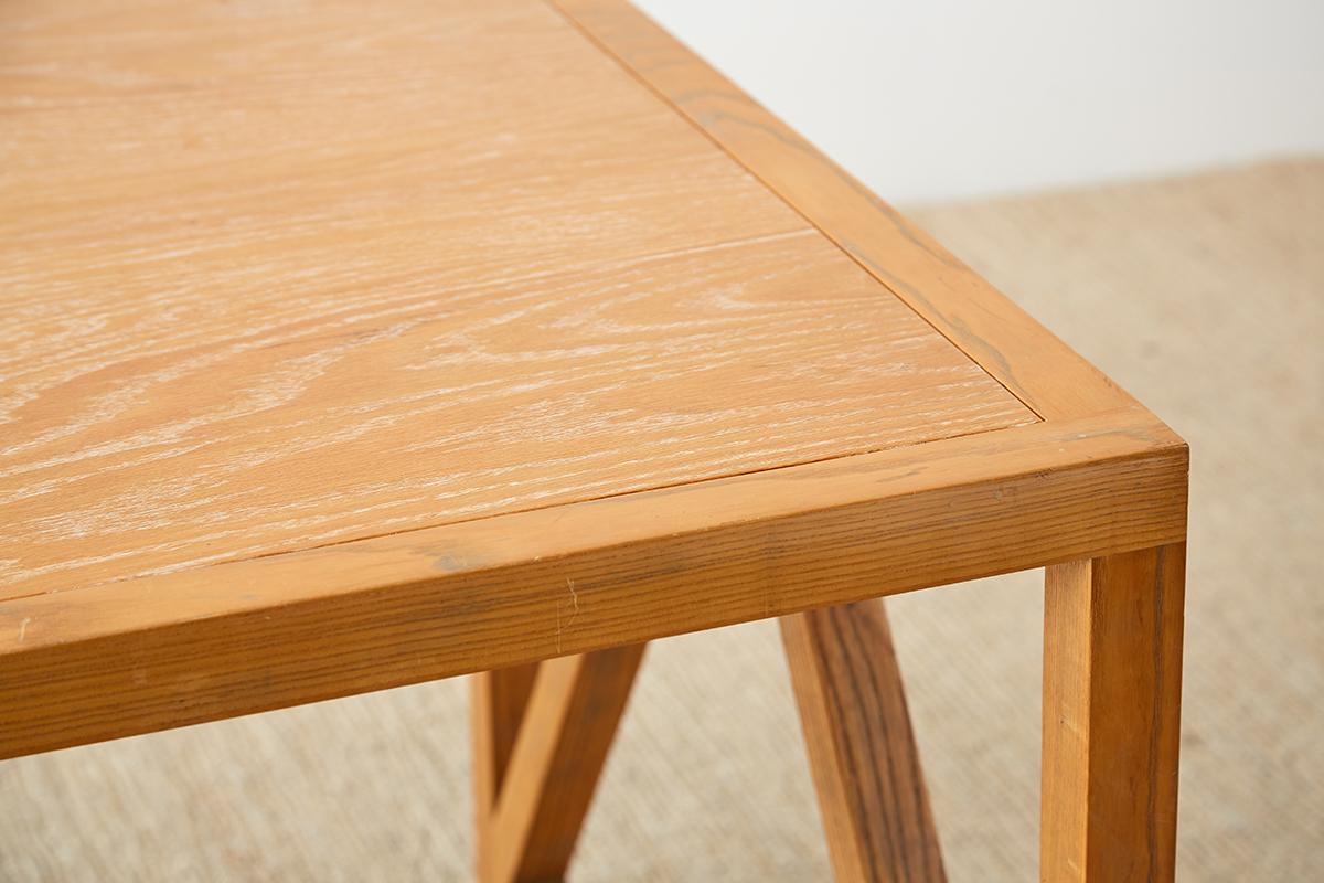 Mid-Century Modern Oak Architectural Writing Table Desk 14