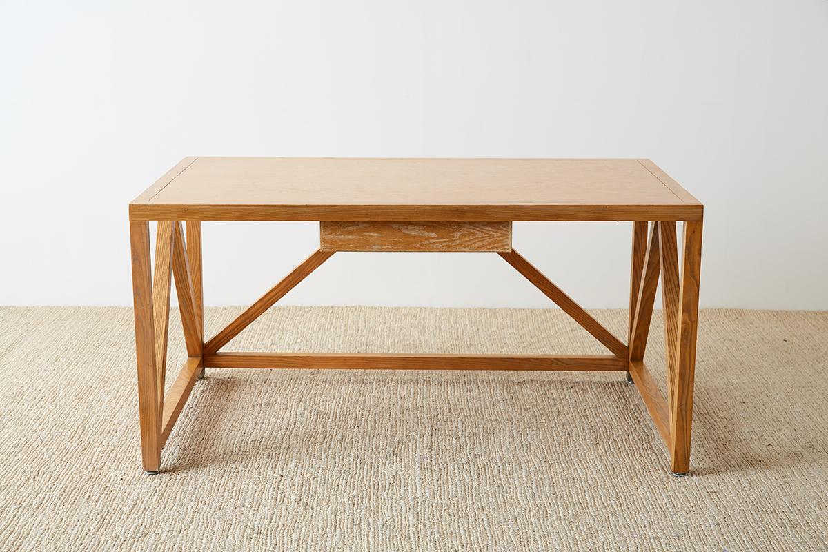 Mid-Century Modern Oak Architectural Writing Table Desk In Good Condition In Rio Vista, CA