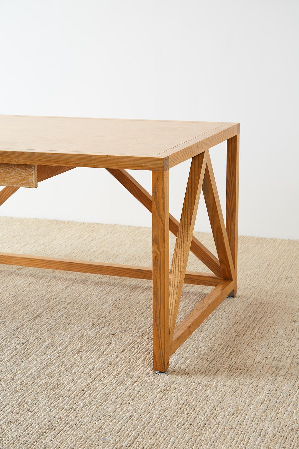 20th Century Mid-Century Modern Oak Architectural Writing Table Desk