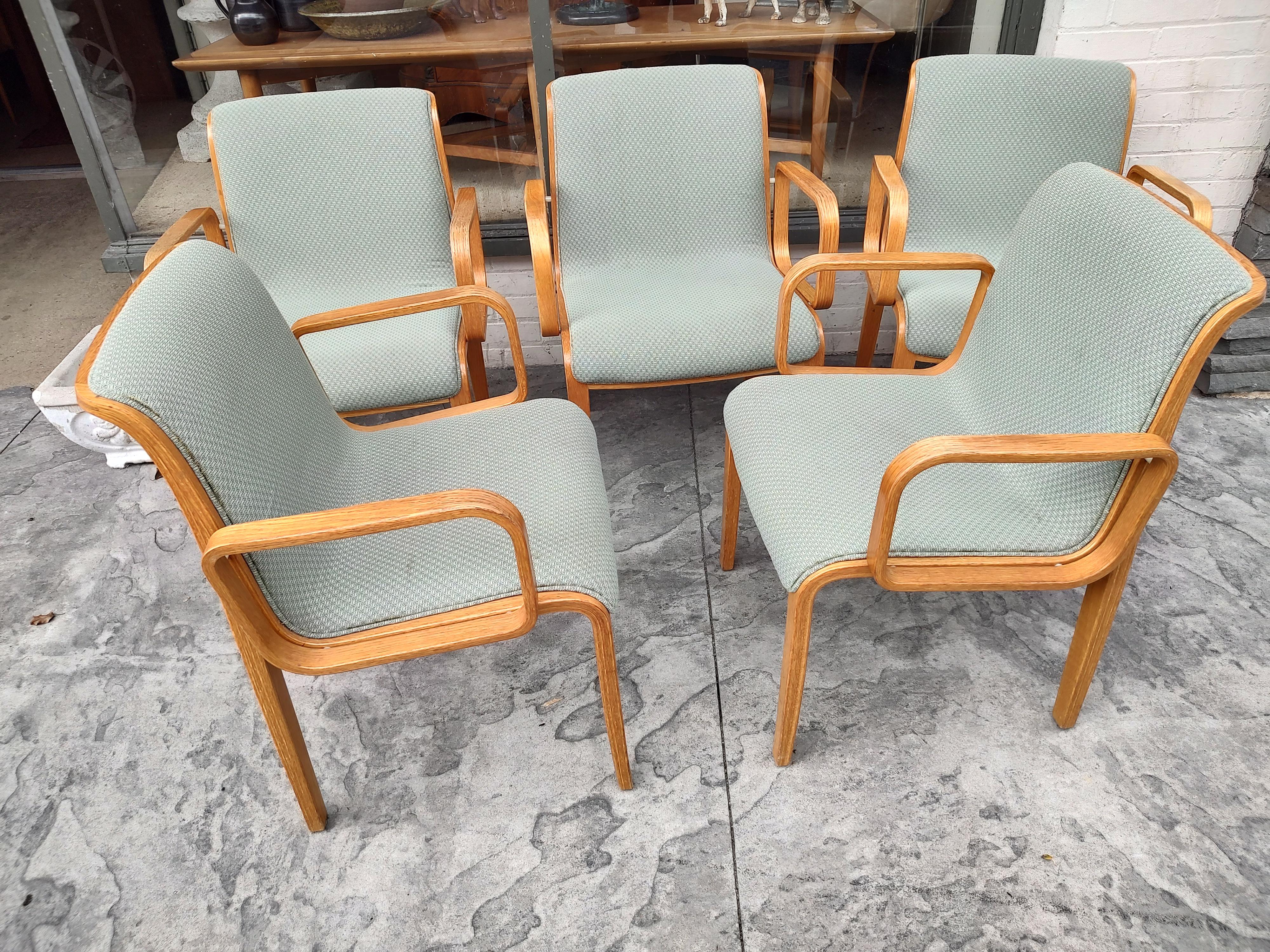 Mid-Century Modern Oak Armchairs Bill Stephens for Knoll International 5 Avail. For Sale 5