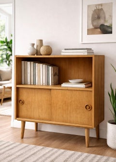 Mid Century Modern Oak Bookcase  Danish MCM Storage Cabinet, c. 1960’s