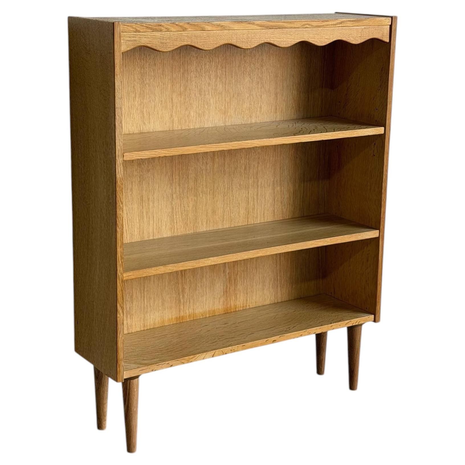 Mid-Century Modern Oak Bookcase with 3 Open Shelves Denmark 1960s For Sale