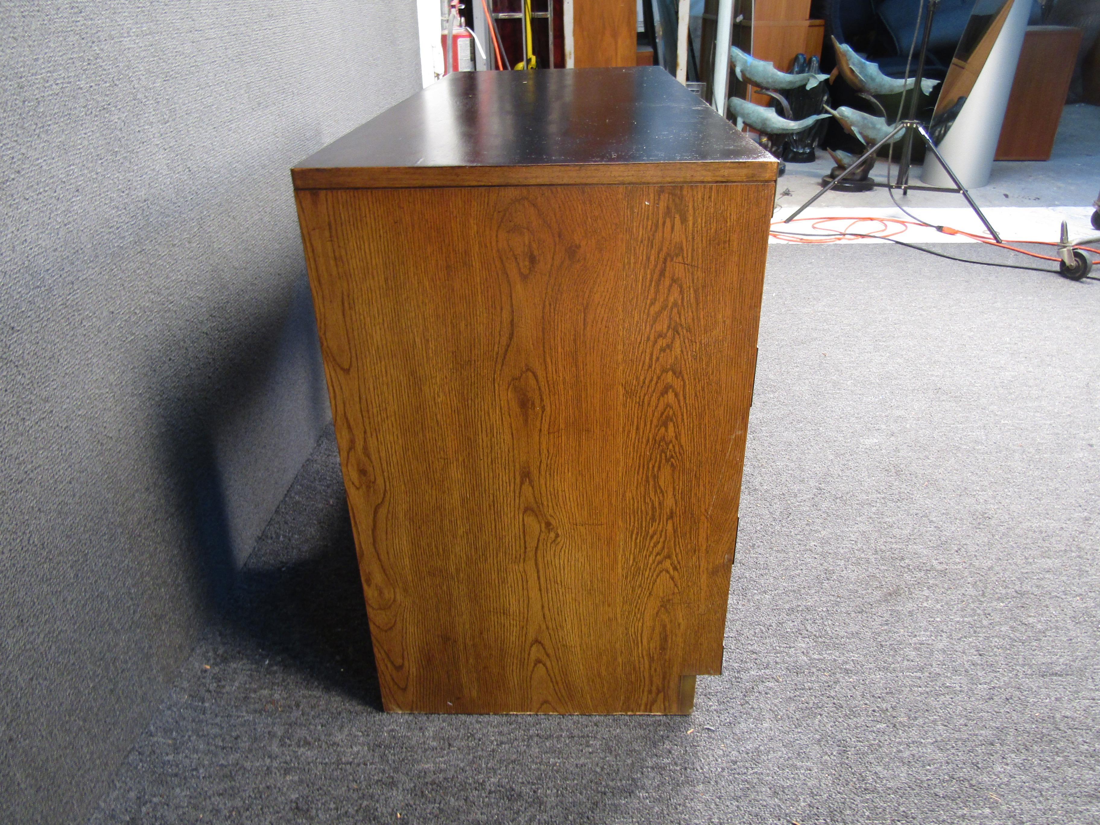Late 20th Century Mid-Century Modern Oak Campaign Desk For Sale
