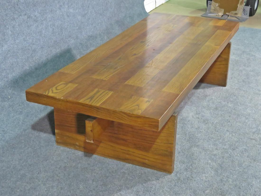 mid century modern oak coffee table