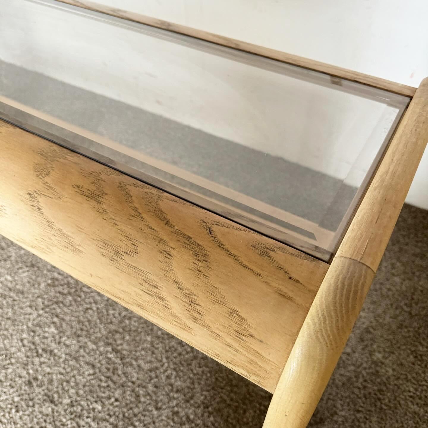 Américain Table console moderne du milieu du siècle dernier avec plateau en verre fumé de Lou Hodges en vente