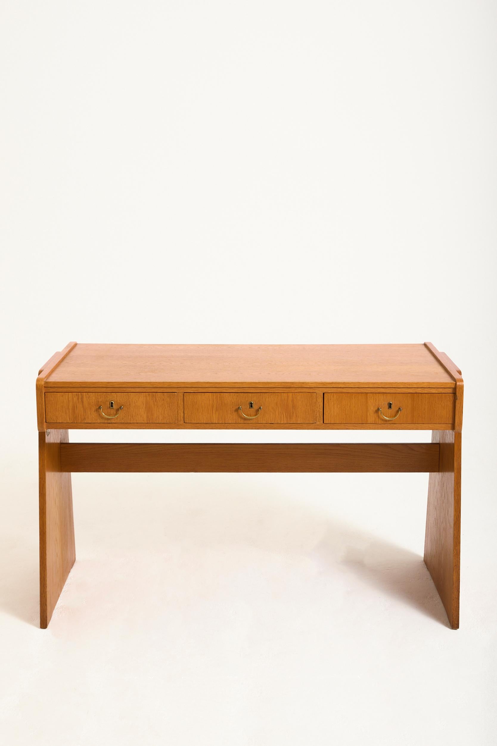 German Mid-Century Modern Oak Desk For Sale