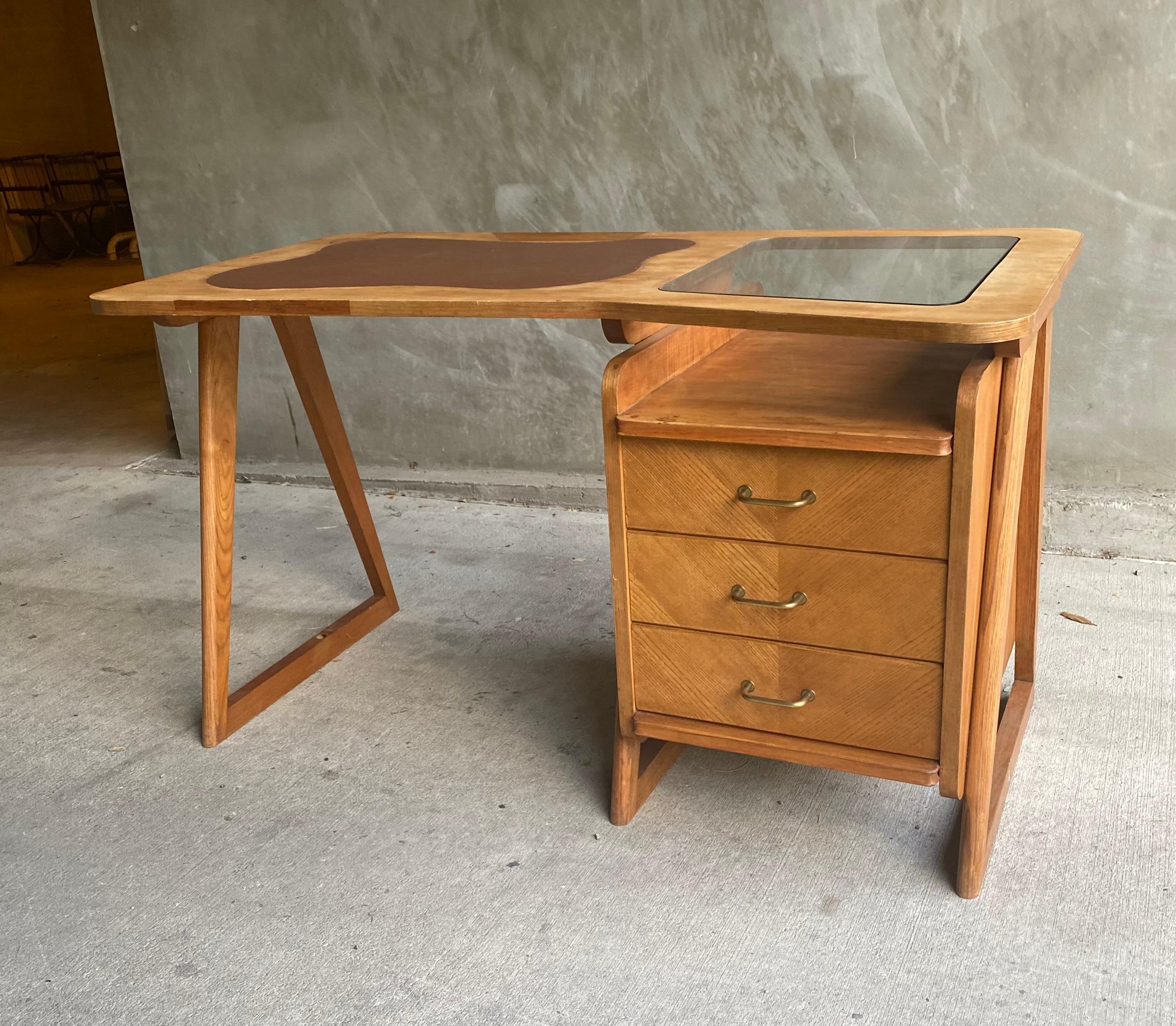 modern glass desk with drawers