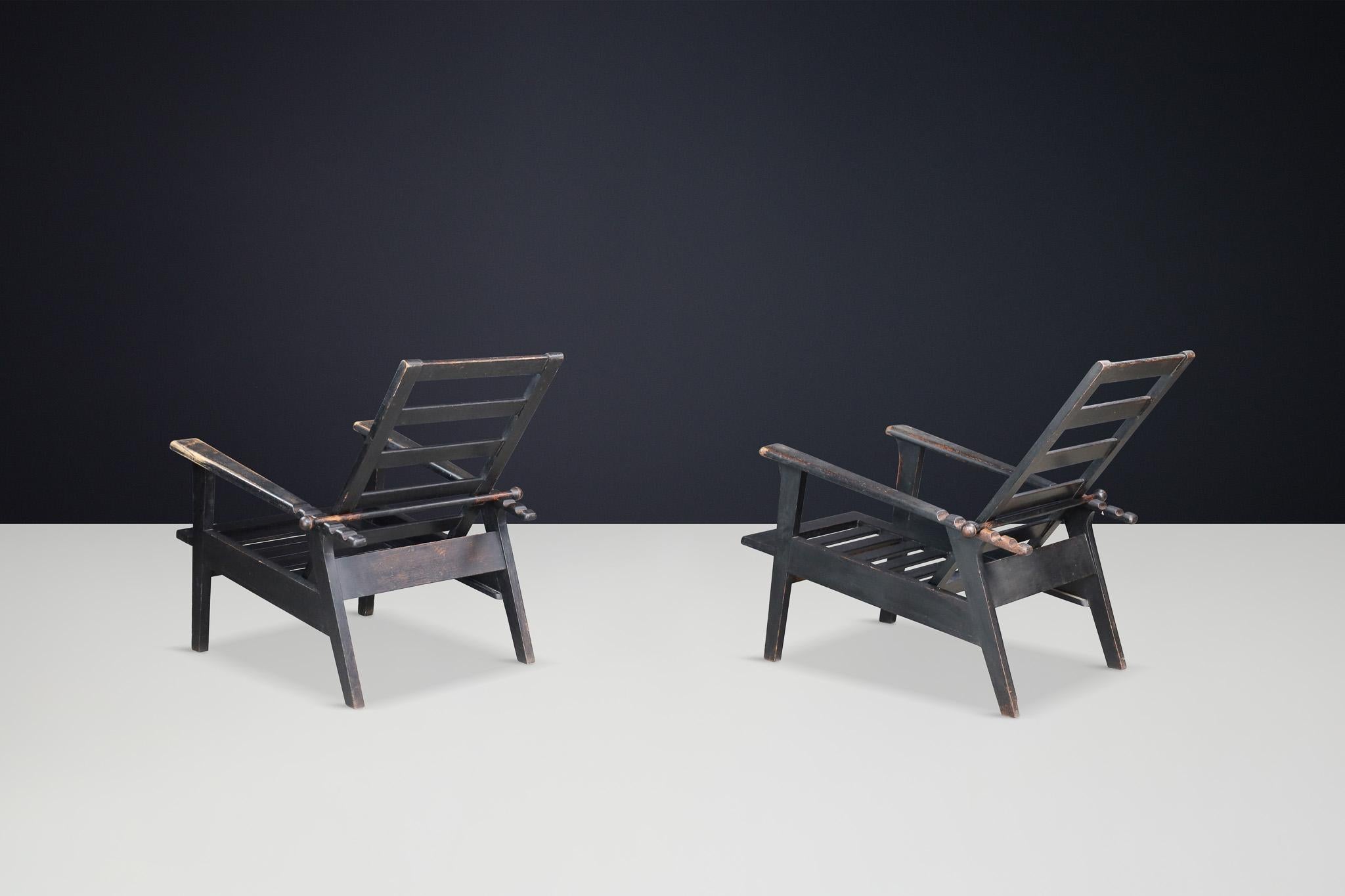 Czech Mid-Century Modern Oak Lounge Chairs by Antonín Heythum, Prague, 1930s For Sale